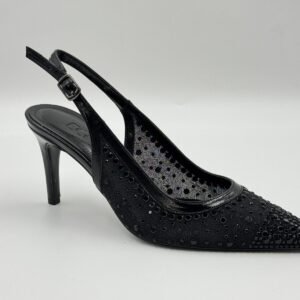 EGA siyah -black 36 נעלי עקב Slingback שחורות עם אבני נוי