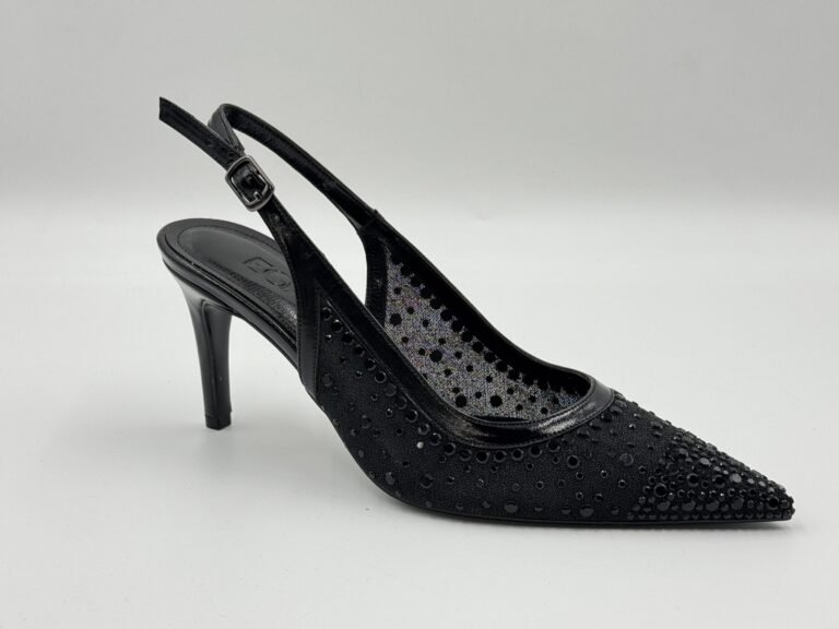 EGA siyah -black 36 נעלי עקב Slingback שחורות עם אבני נוי