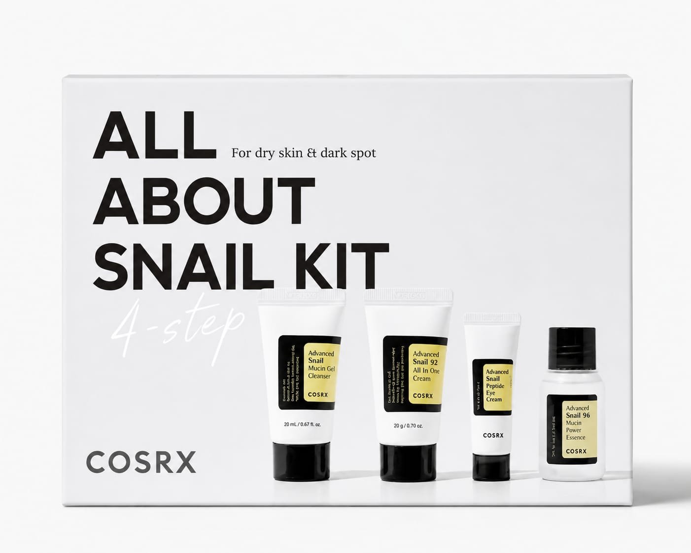 ALL ABOUT SNAIL KIT 4-step-ערכת טיפוח מקיפה עם מוצין חלזונות 4 שלבים.
