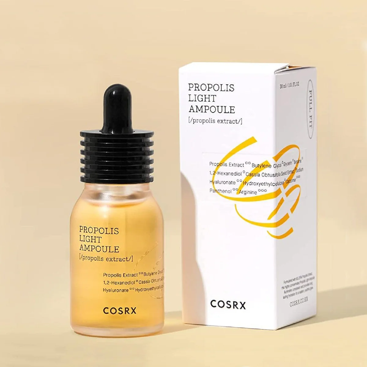 COSRX Full Fit Propolis Light Ampoule – קוסרקס אמפולת פרופוליס להענקת זוהר ולחות 30 מ"ל.