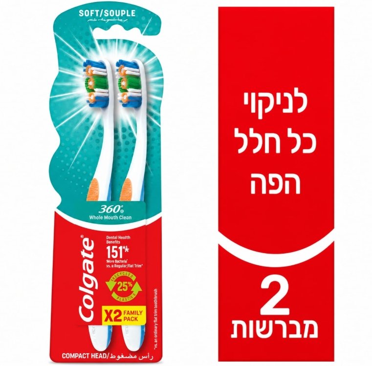 Colgate 360° Optic White Toothbrush-קולגייט מברשת שיניים קולגייט 360 אופטיק ווייט.