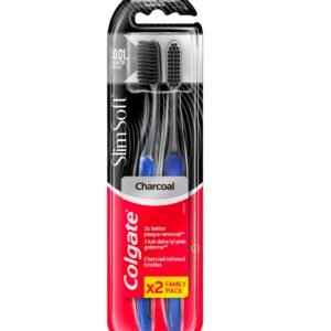 Colgate Slim Soft Charcoal Toothbrush-קולגייט סלים סופט פחם (מברשת שיניים רכה במיוחד) מארז זוג.