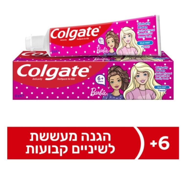 COLGATE TOOTHPASTE KIDS MILD FRUIT FLAVOR 50ML-קולגייט משחת שיניים בארבי לבנות בטעם פירות עדין, לגילאי 6+, 50 מ"ל .