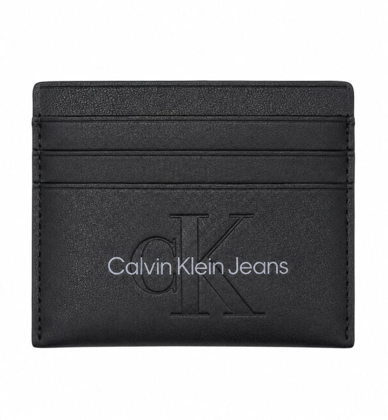 Calvin Klein Jeans Slim Black Card Holder - מחזיק כרטיסים שחור דק ואלגנטי.
