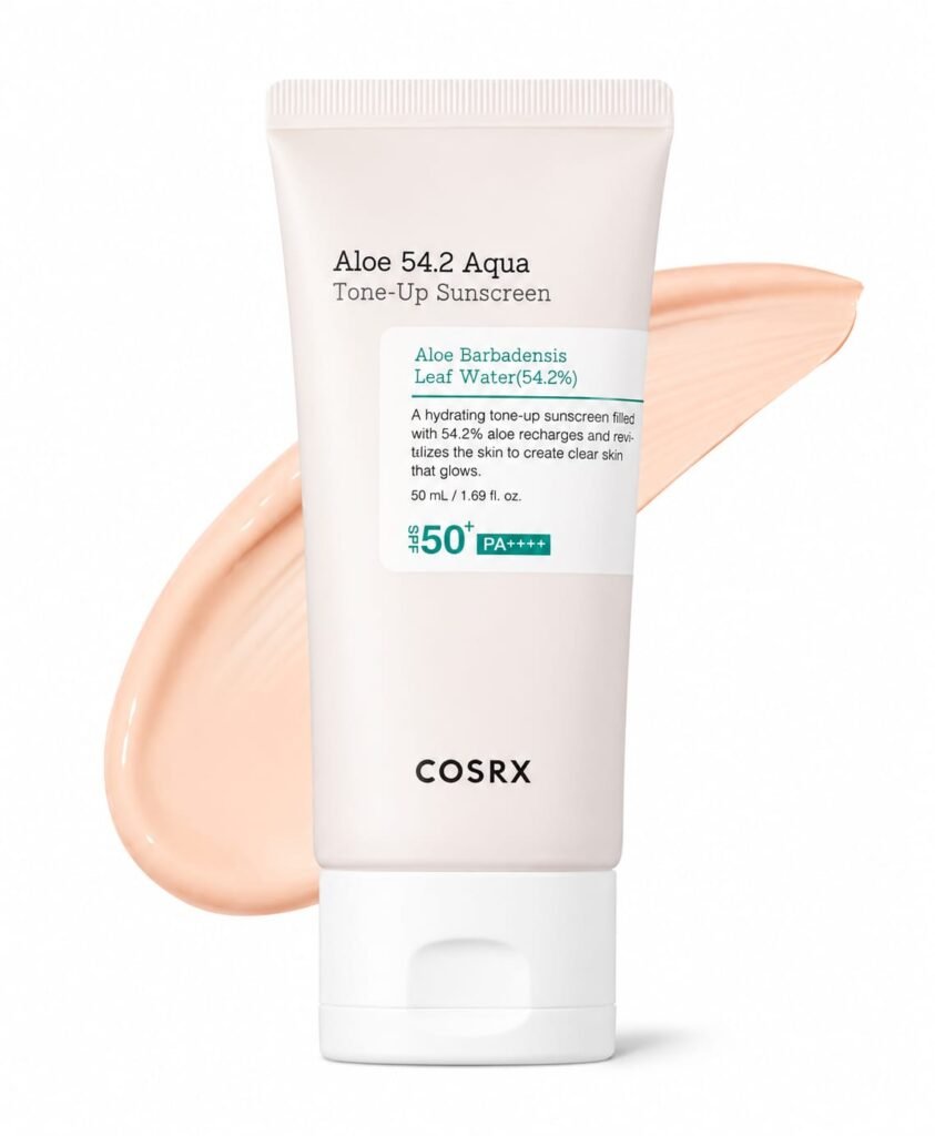 Aloe 54.2 Aqua Tone-up Sunscreen SPF 50+ PA++++-קרם הגנה אלוורה מאזן גוון עם לחות 50 מ"ל.