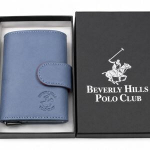 POLO Club Beverly Hills | -פולו ארנק גבר מיני קפיץ יוקרתי של POLO , צבע כחול ניבי בהיר.
