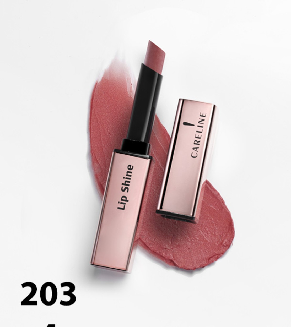 Careline | Lip Shine Lipstick,203-קרליין שפתון לחות בגימור ברק טבעי למראה רך ומואר,203.