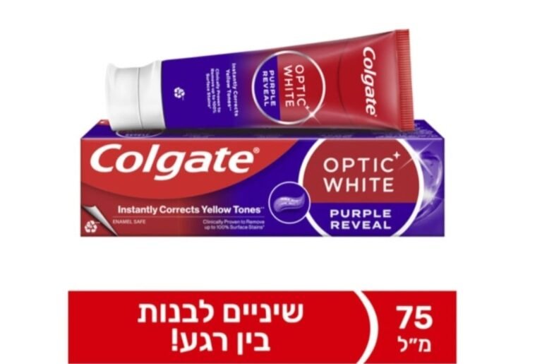 Colgate Optic White Purple Reveal Toothpaste-קולגייט משחת שיניים אופטיק וויט סגול חושף 75 מ"ל.