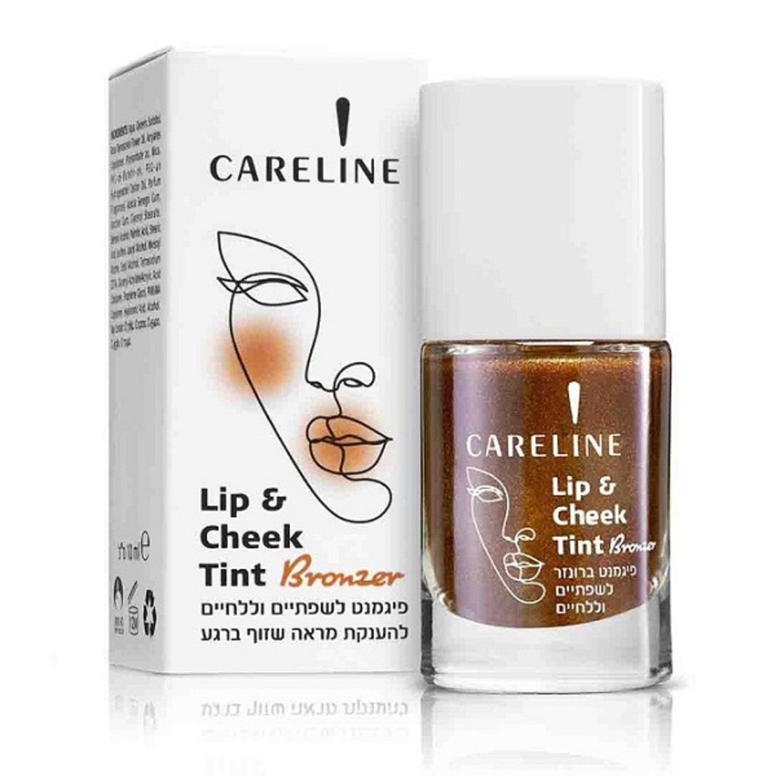 Careline |  Lip & Cheek Tint Bronzer-קרליין פיגמנט רב-שימושי לשפתיים וללחיים  במראה שזוף וטבעי.