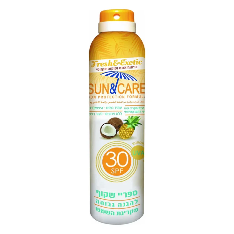 ספריי שקוף SPF30 UVA B בניחוח אננס וקוקוס