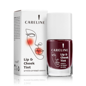 Careline | Lip & Cheek Tint Cherry-קרליין פיגמנט רב-שימושי לשפתיים וללחיים בגוון אדום דובדבן במראה שזוף וטבעי.