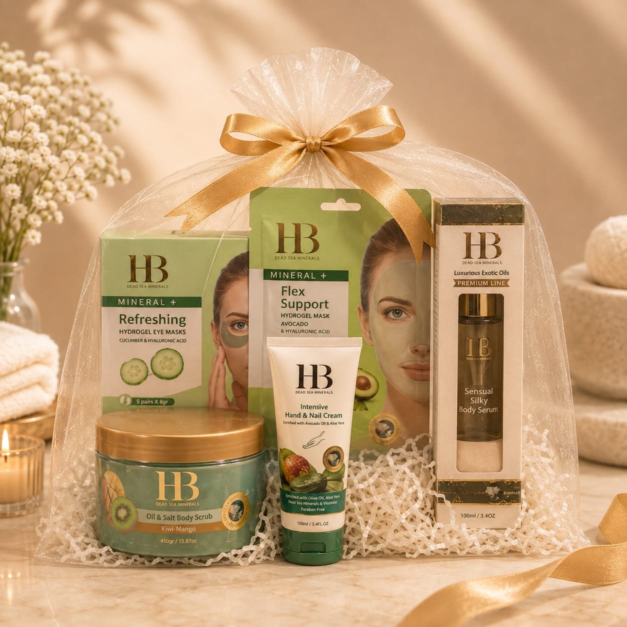 HB Dead Sea Minerals – מארז טיפוח ופינוק יוקרתי.