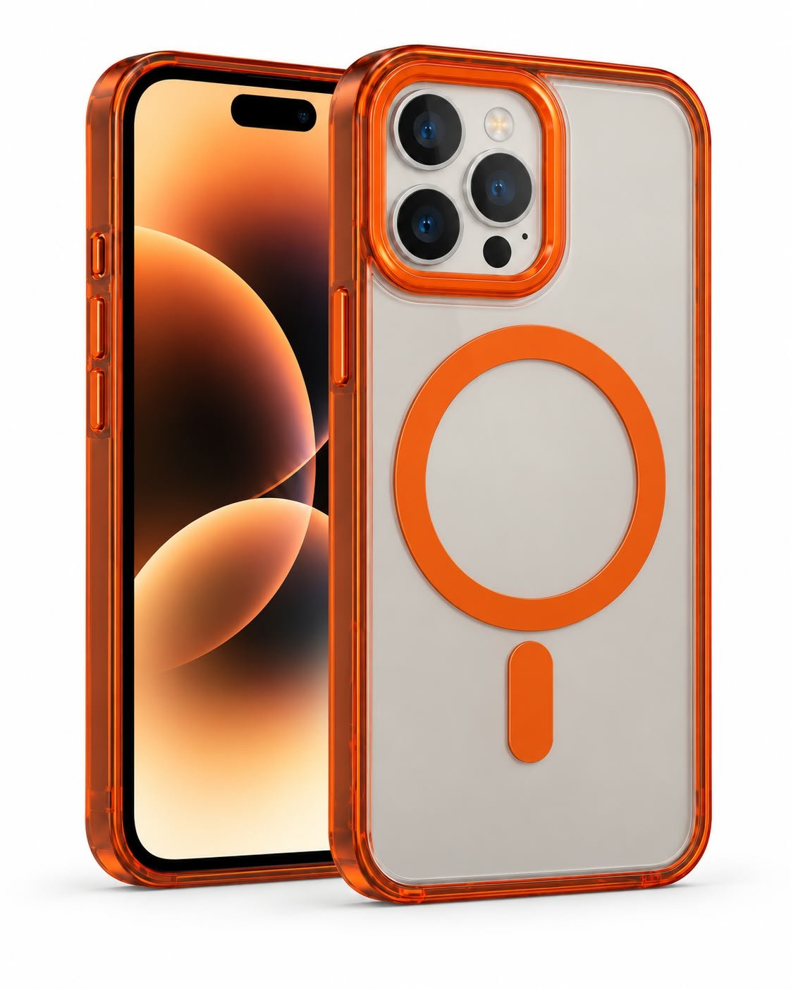 כיסוי NaNoX Orange MagSafe Bold לאייפון 14 Pro Max – שקוף עם מסגרת כתומה
