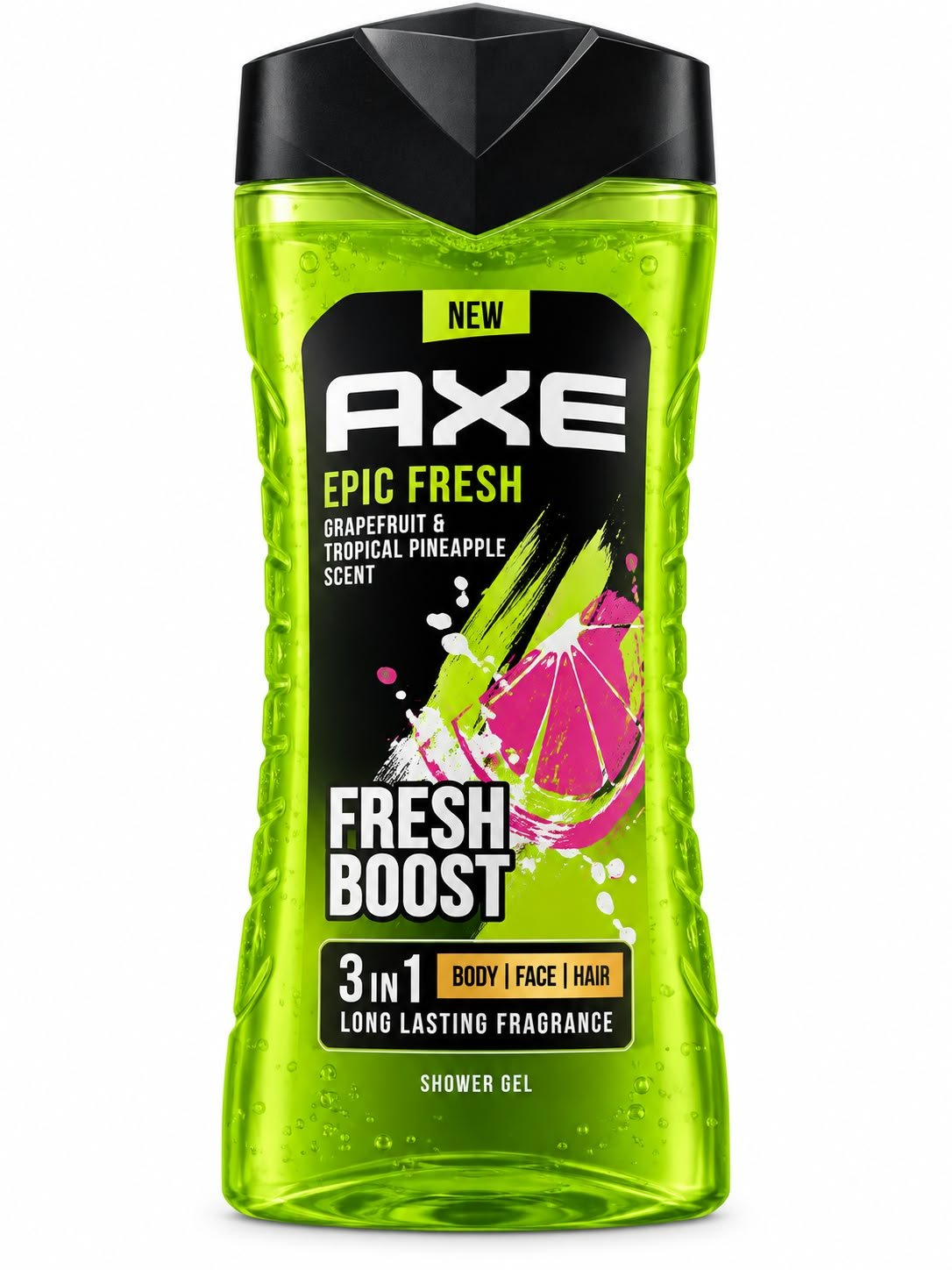 שם המוצר: AXE Epic Fresh XL – ג׳ל רחצה לגבר בניחוח אשכולית ואננס טרופי