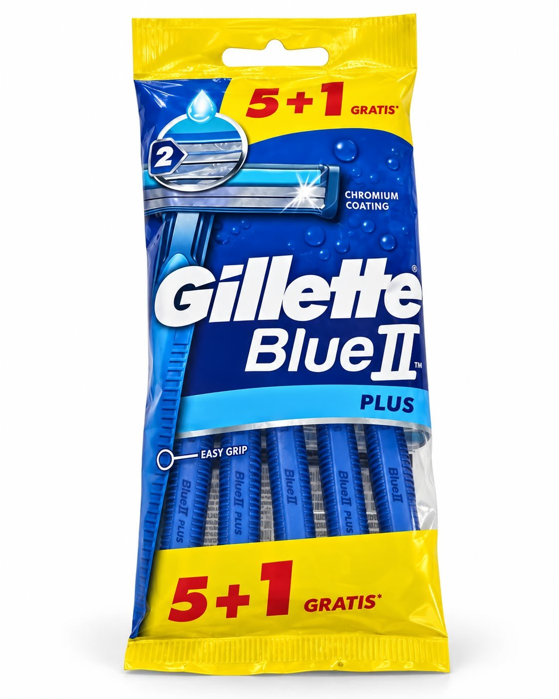 שם מוצר: סכיני גילוח חד־פעמיים Gillette Blue II Plus – מארז 5+1