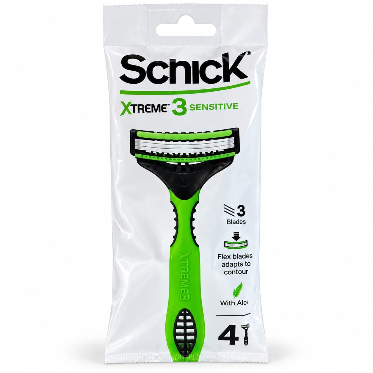 סכיני גילוח Schick Xtreme 3 Sensitive – מארז 4 יחידות