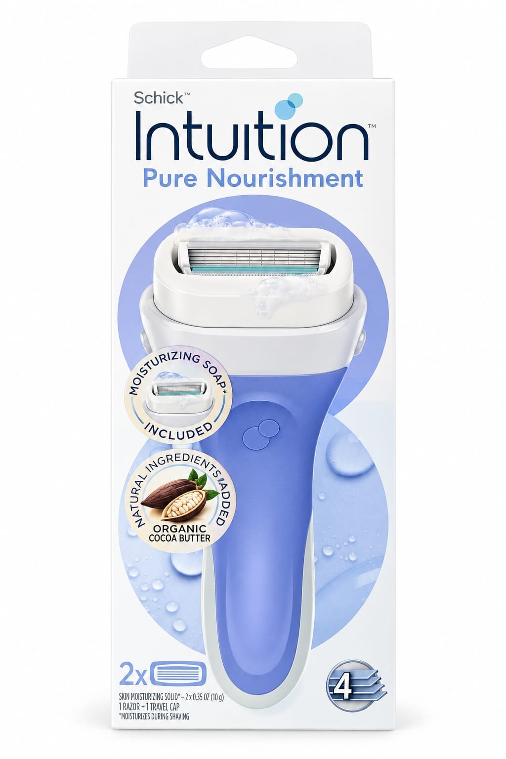 סכין גילוח לנשים Schick Intuition Pure Nourishment עם חמאת קקאו