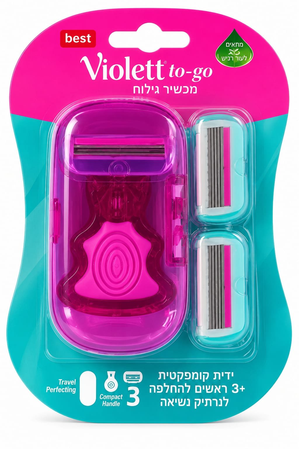 מכשיר גילוח קומפקטי לנשים Violett To-Go + 3 ראשים