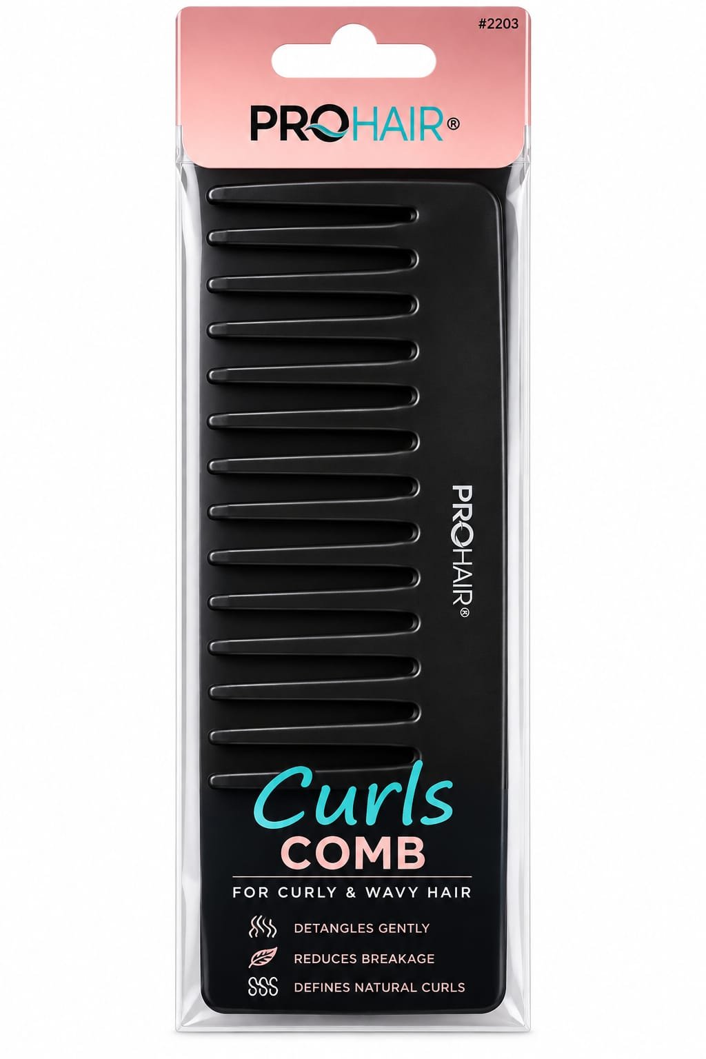 מסרק רחב לשיער מתולתל וגלי PRO HAIR Curls