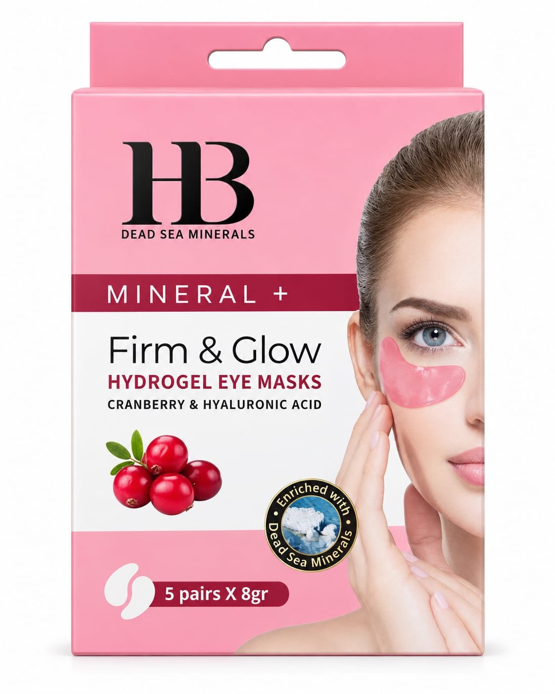 מסכות הידרוג'ל לעיניים HB Firm & Glow – חמוציות וחומצה היאלורונית, 5 זוגות