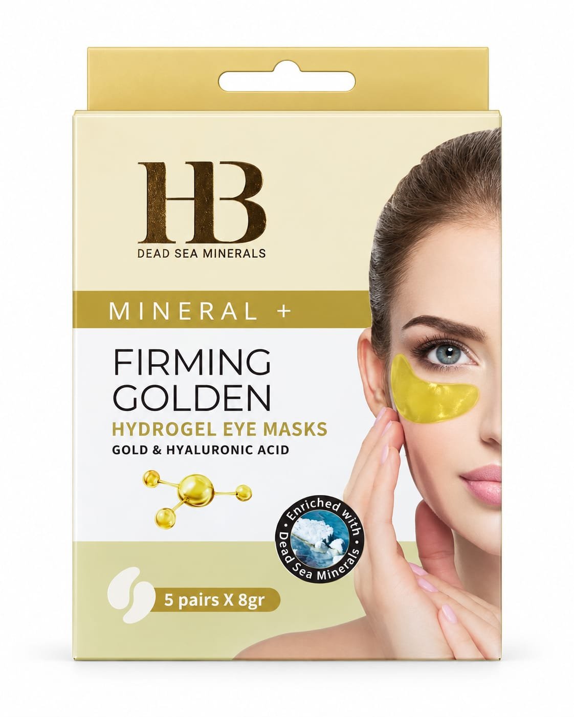 מסכות הידרוג'ל לעיניים HB Firming Golden – זהב וחומצה היאלורונית, 5 זוגות