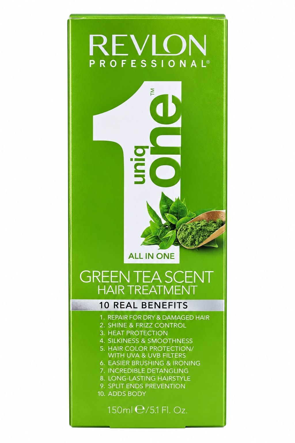 שם מוצר: טיפול רב-תכליתי לשיער Revlon Professional Uniq One Green Tea Scent – ‏150 מ״ל