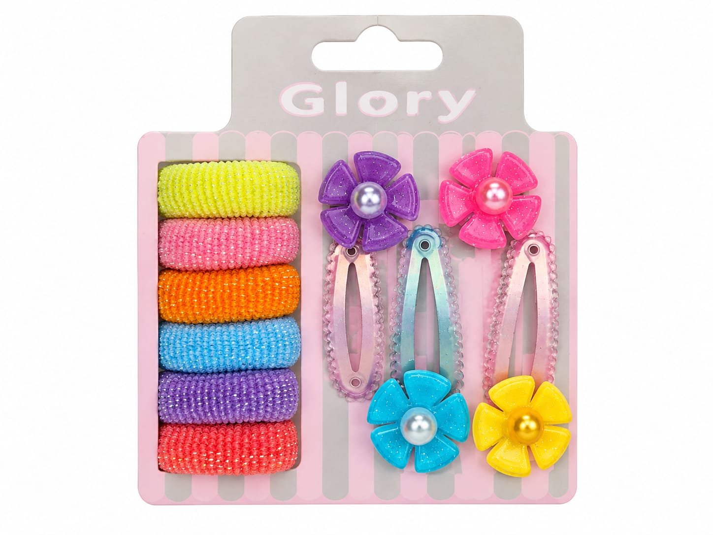 סט סיכות שיער צבעוניות לילדות עם פרחים – Glory