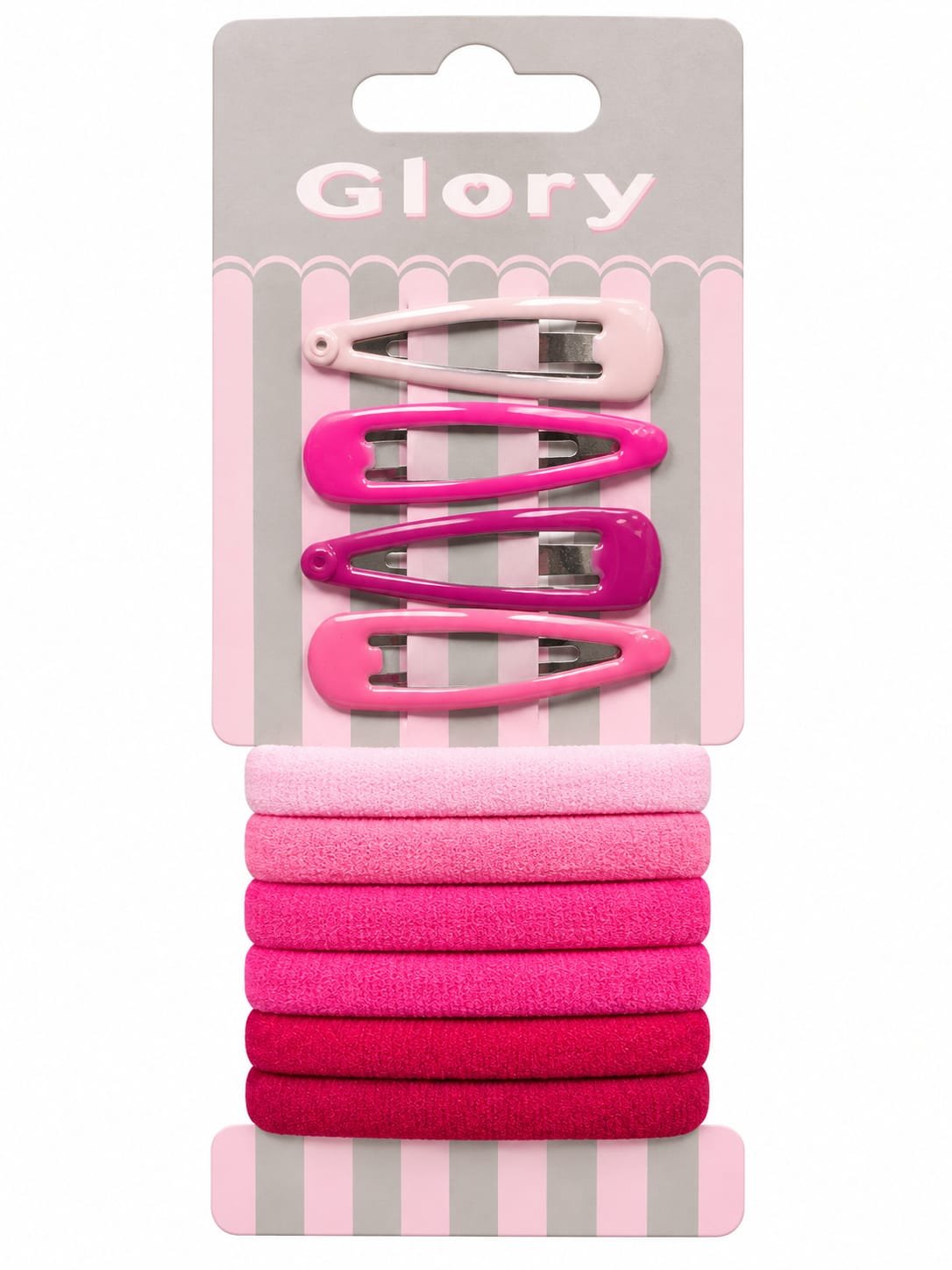 סט סיכות וגומיות לשיער בגווני ורוד – Glory