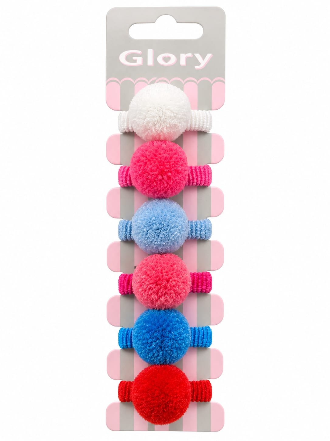 סט 6 גומיות שיער עם פונפונים צבעוניים – Glory