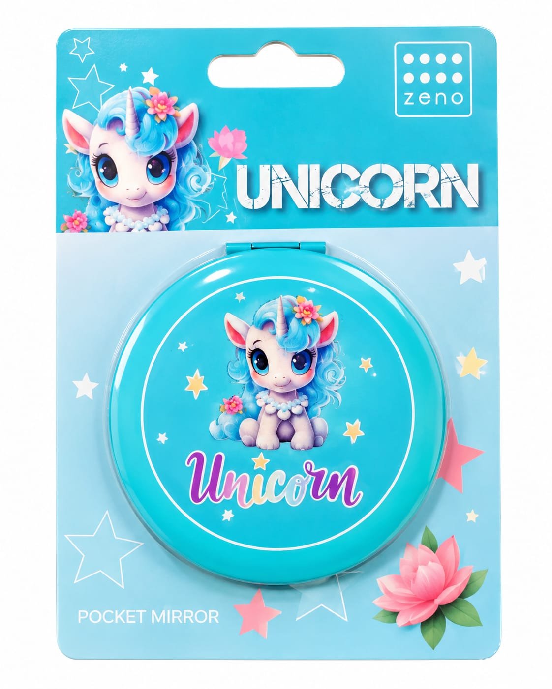 מראת כיס עגולה לילדות בעיצוב חד קרן – Unicorn