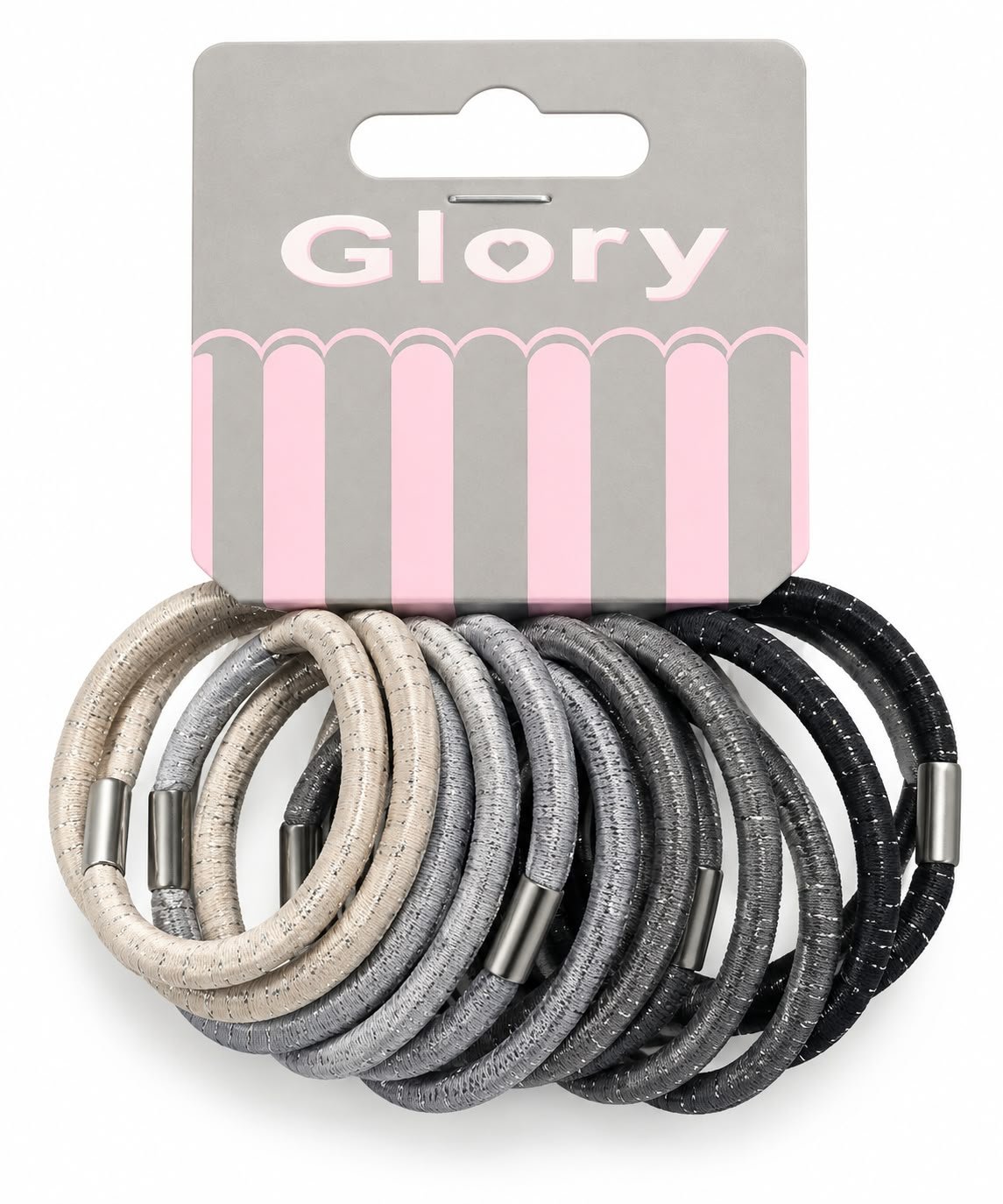 סט גומיות שיער Glory – גווני אפור, בז' ושחור
