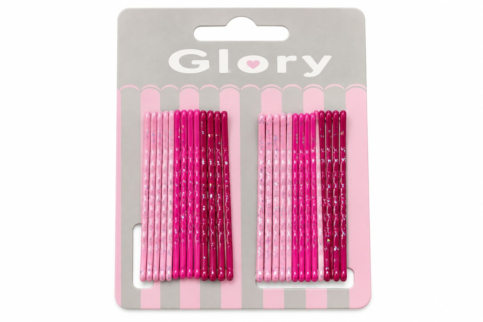 סט סיכות שיער Glory בגווני ורוד עם נצנצים