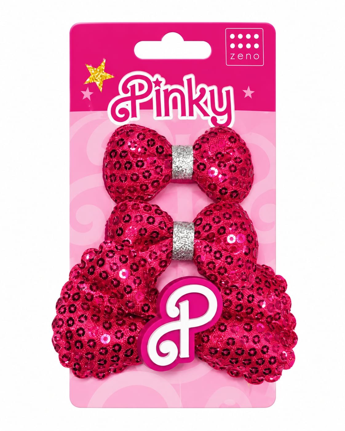 סט 3 פפיונים ורודים מנצנצים לשיער Pinky
