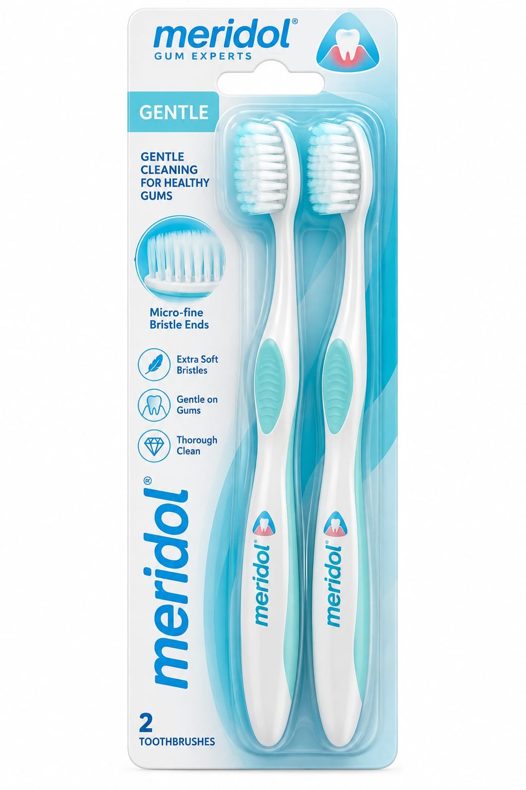 מארז זוגי מברשות שיניים Meridol Gentle לחניכיים – 2 יחידות