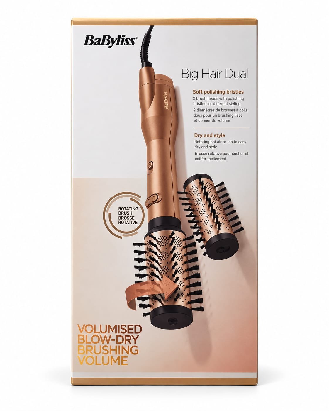 BaByliss Big Hair Dual – מברשת פן מסתובבת 650W