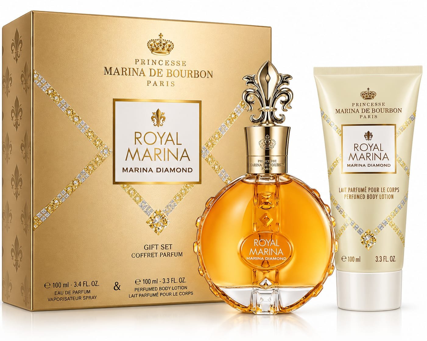 סט מתנה Royal Marina Diamond מבית Princesse Marina de Bourbon – בושם וקרם גוף