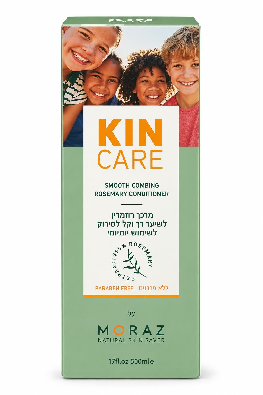 שם מוצר: KIN CARE by Moraz Smooth Combing Rosemary Conditioner – מרכך רוזמרין לילדים לסירוק קל, 500 מ״ל