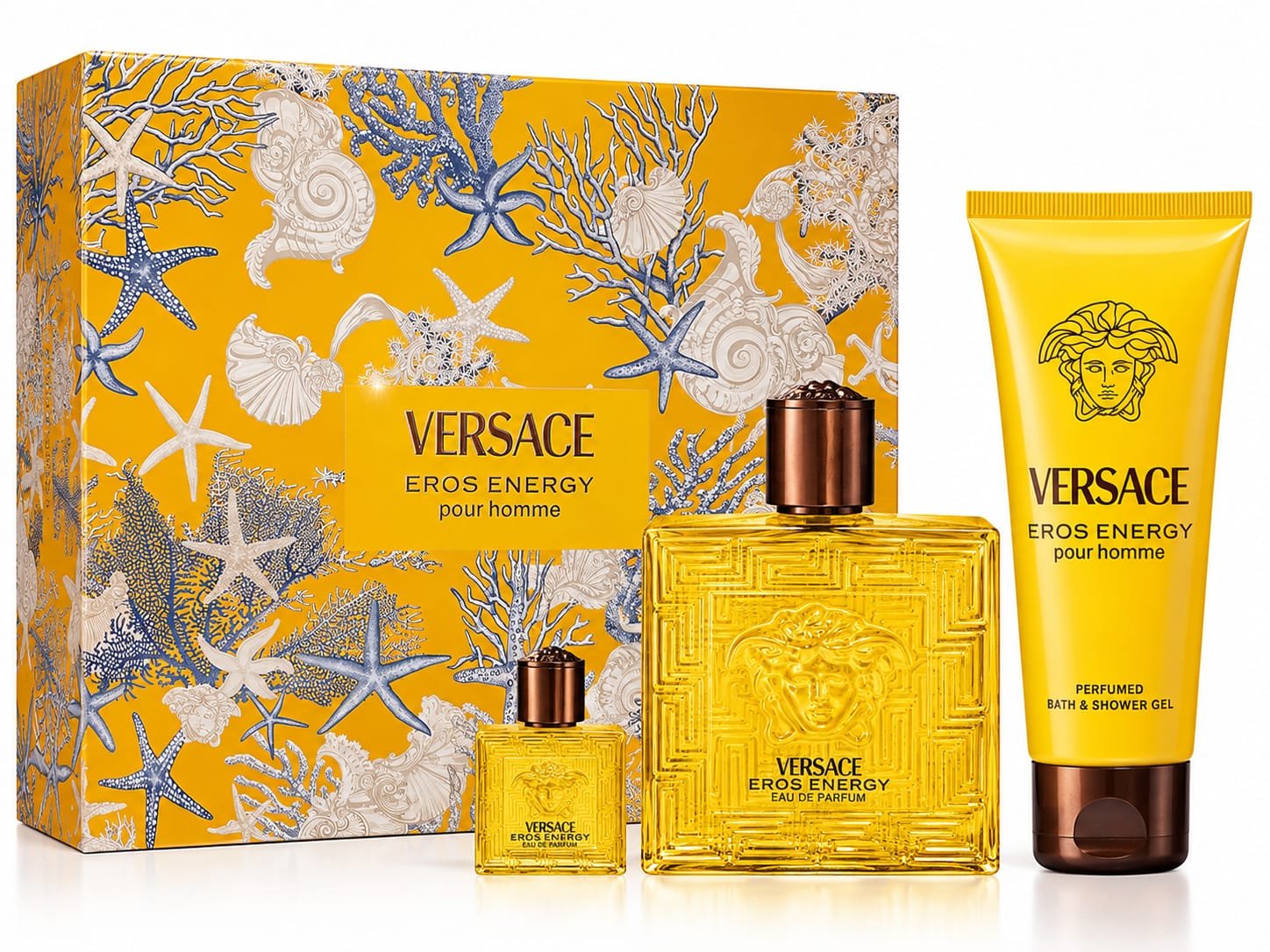 Versace Eros Energy Pour Homme – מארז לגבר EDP 100 מ״ל + ג׳ל רחצה 150 מ״ל + בושם מיני 5 מ״ל