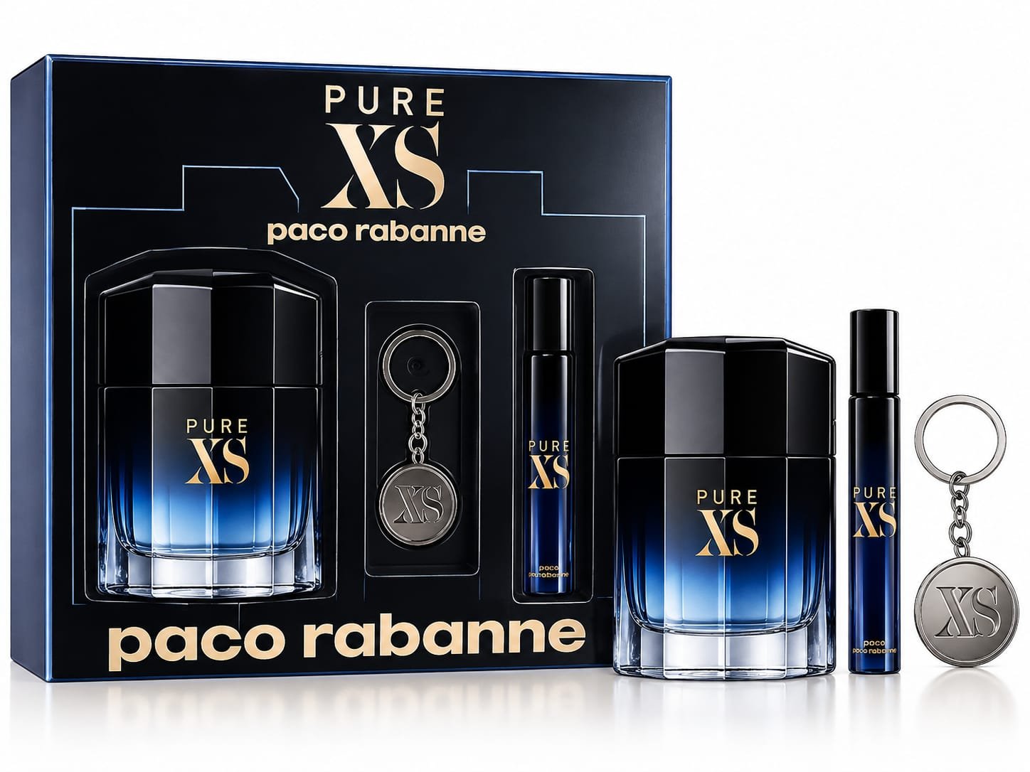 Paco Rabanne Pure XS – מארז לגבר EDT 100 מ״ל + בושם נסיעות 10 מ״ל + מחזיק מפתחות