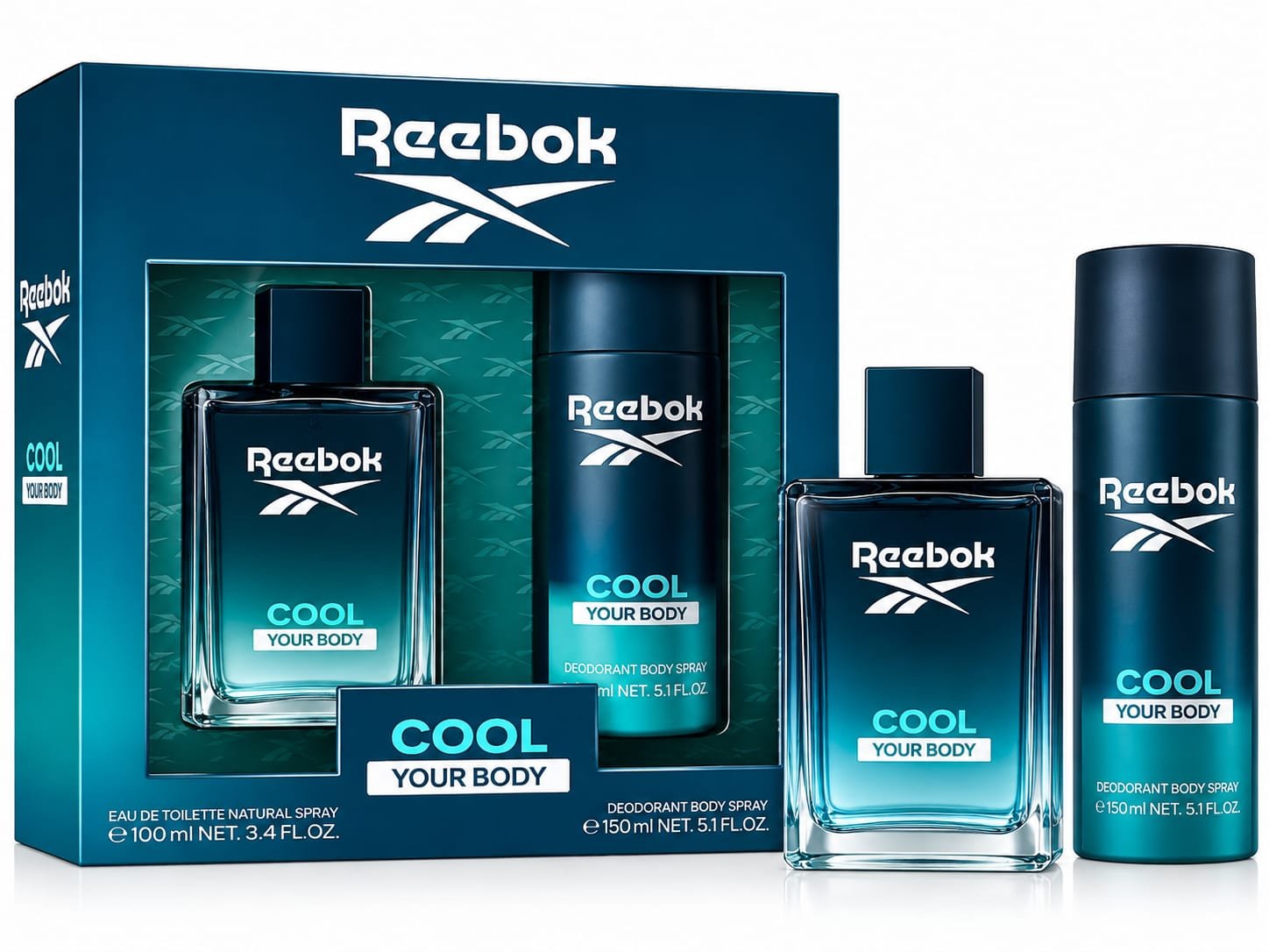 Reebok Cool Your Body – מארז לגבר EDT 100 מ״ל + דאודורנט ספריי 150 מ״ל