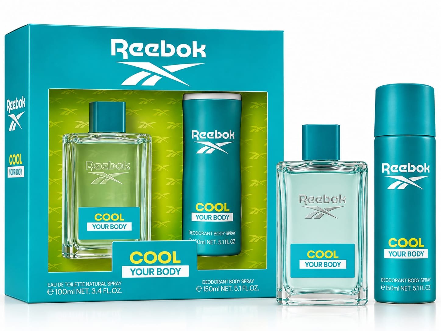 Reebok Cool Your Body – מארז לגבר EDT 100 מ״ל + דאודורנט ספריי 150 מ״ל